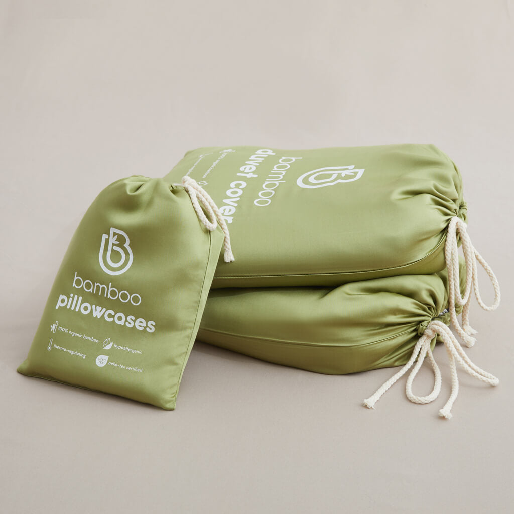 Premium bamboe beddengoed verpakkingen - Soft Green - Verpakkingen